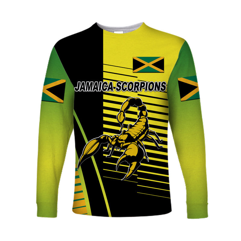 (Custom Personalised) Jamaica Cricket Scorpions Long Sleeve Shirt Simple Style - Black LT8 - Wonder Print Shop