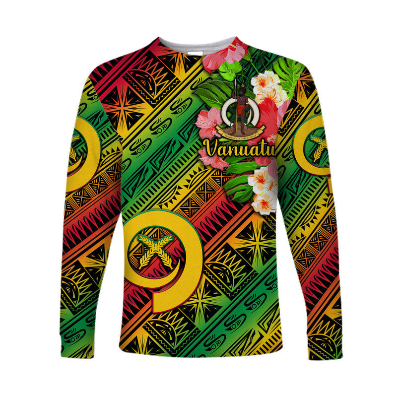 (Custom Personalised) Vanuatu Long Sleeve Shirt Independence Be Proud Vanuatu Flag - Gradient Vibes LT8 - Wonder Print Shop