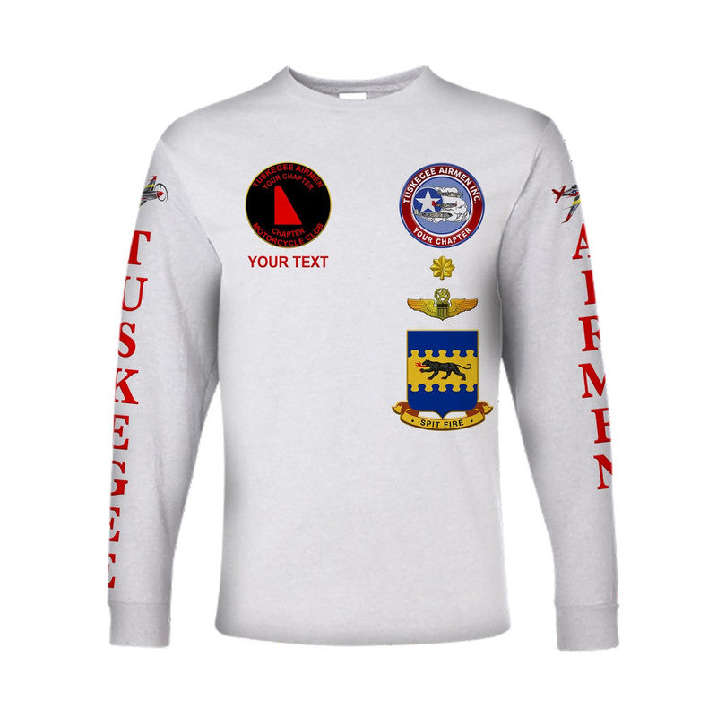 (Custom Personalised) Tuskegee Airmen Motorcycle Club Long Sleeve Shirt The White Tails Unique Style - White LT8 - Wonder Print Shop