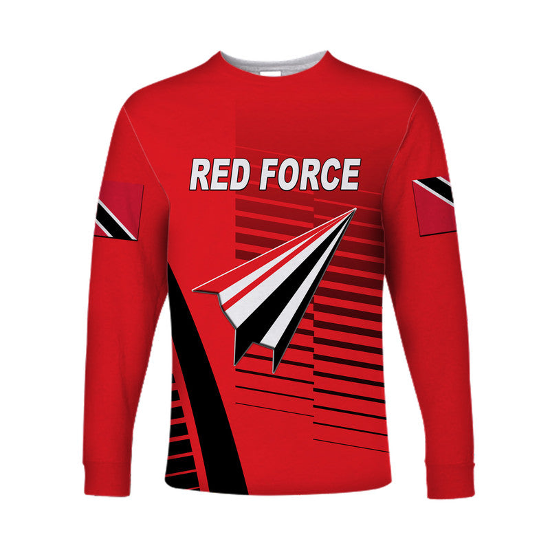 (Custom Personalised) Trinidad And Tobago Cricket Red Force Long Sleeve Shirt Simple Style LT8 - Wonder Print Shop