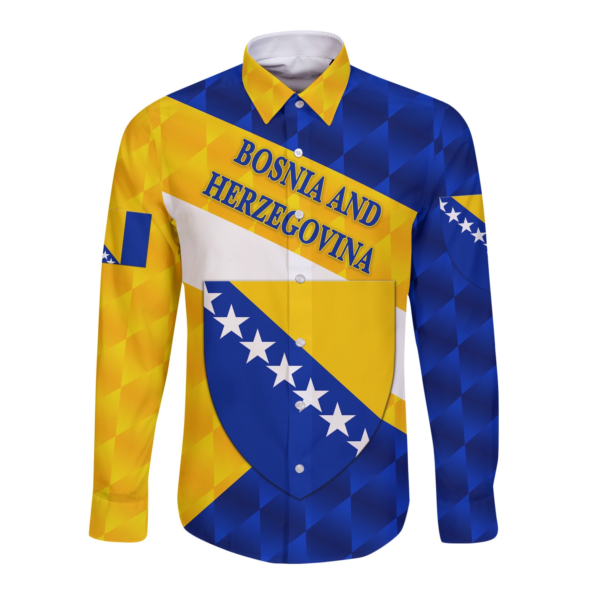 (Custom Personalised) Bosnia and Herzegovina Hawaii Long Sleeve Button Shirt Sporty Style LT8 - Wonder Print Shop