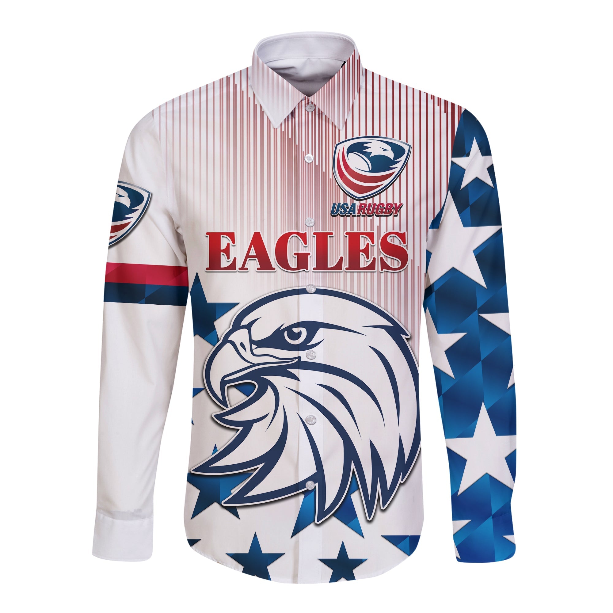 (Custom Personalised) USA Rugby Hawaii Long Sleeve Button Shirt Original Vibes - White LT8 - Wonder Print Shop