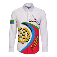 White long-sleeve button shirt with Eritrea graphic and 'Eritrea lover' text