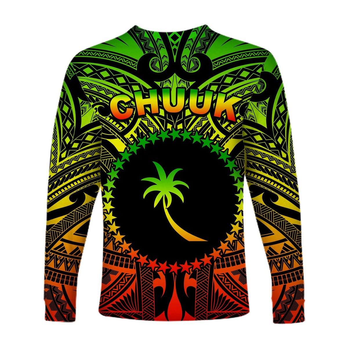 Langarmshirt Unisex, CHUUK oben, Palm- & Sternkranz im Tribal, Reggae