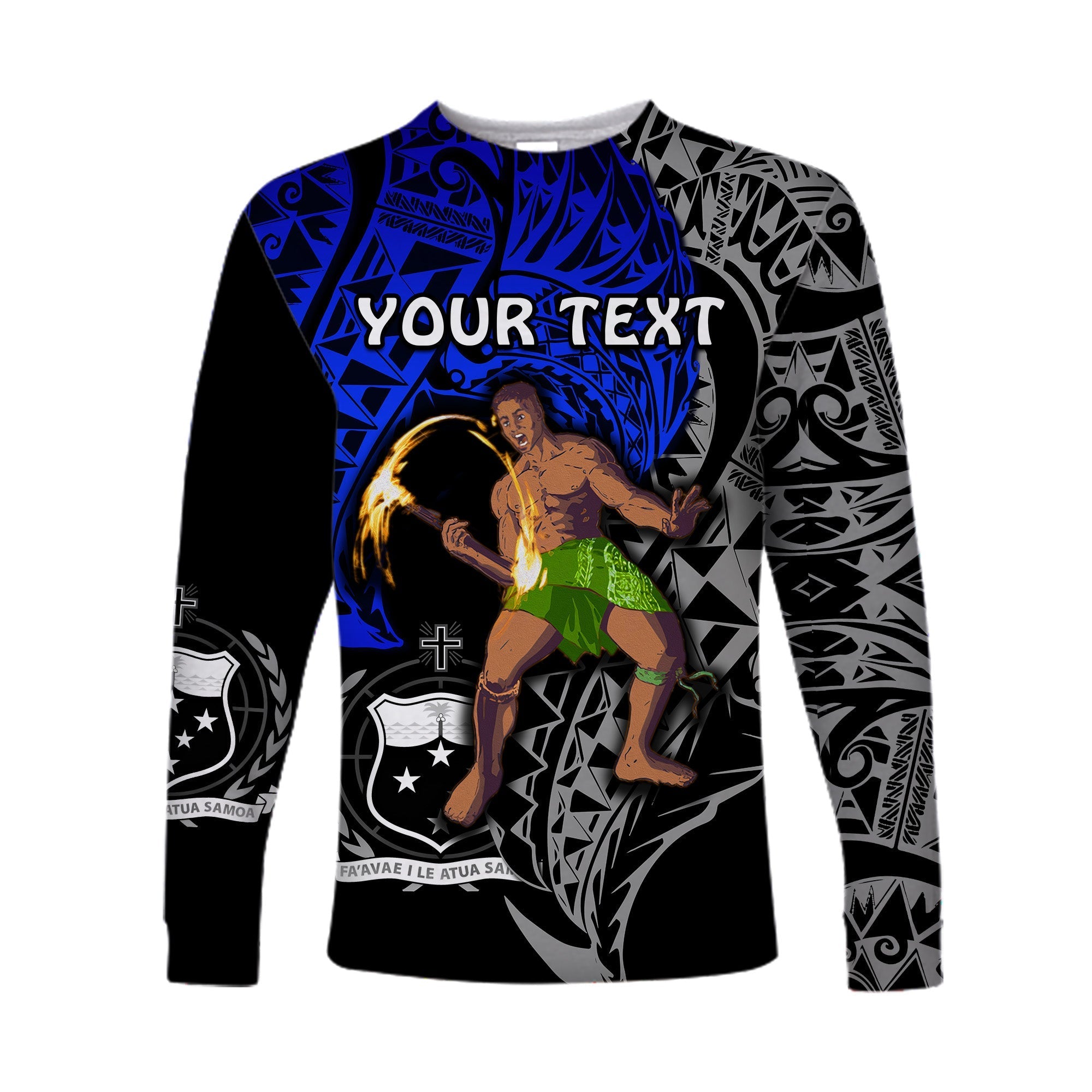 custom-personalised-siva-samoa-long-sleeve-shirt-samoan-dance-mix-blue-polynesian