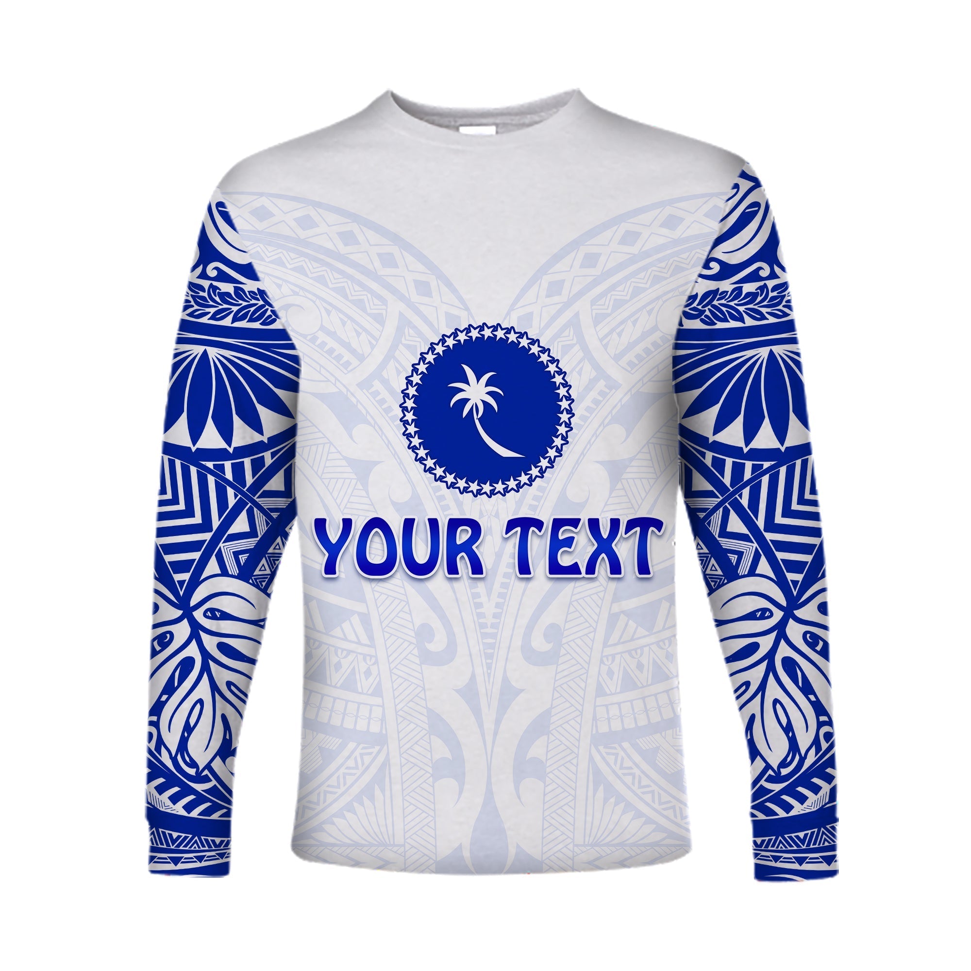 (Custom Personalised) Chuuk Long Sleeve Shirt Micronesia Simple Pattern White LT13 - Wonder Print Shop