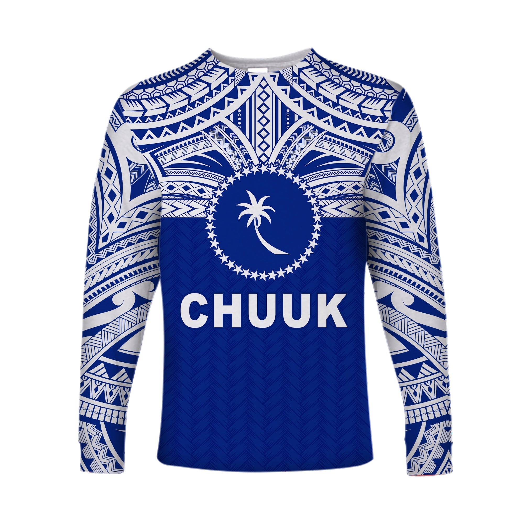 Chuuk Flag Long Sleeve Shirt Micronesia Style Blue LT13 - Wonder Print Shop