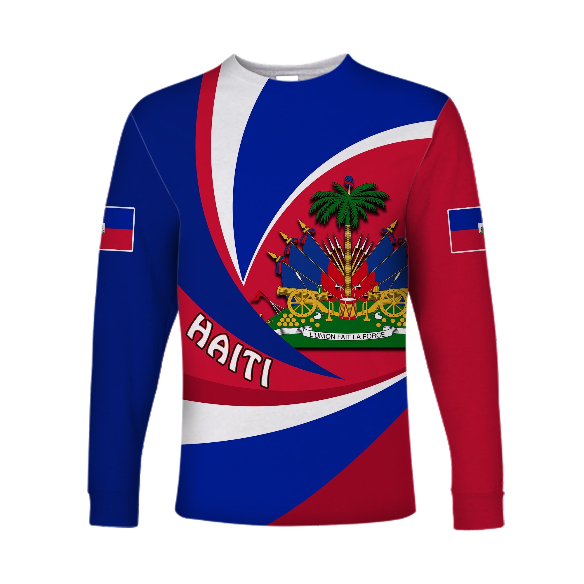 Haiti Long Sleeve Shirt Style Color Flag LT13 - Wonder Print Shop