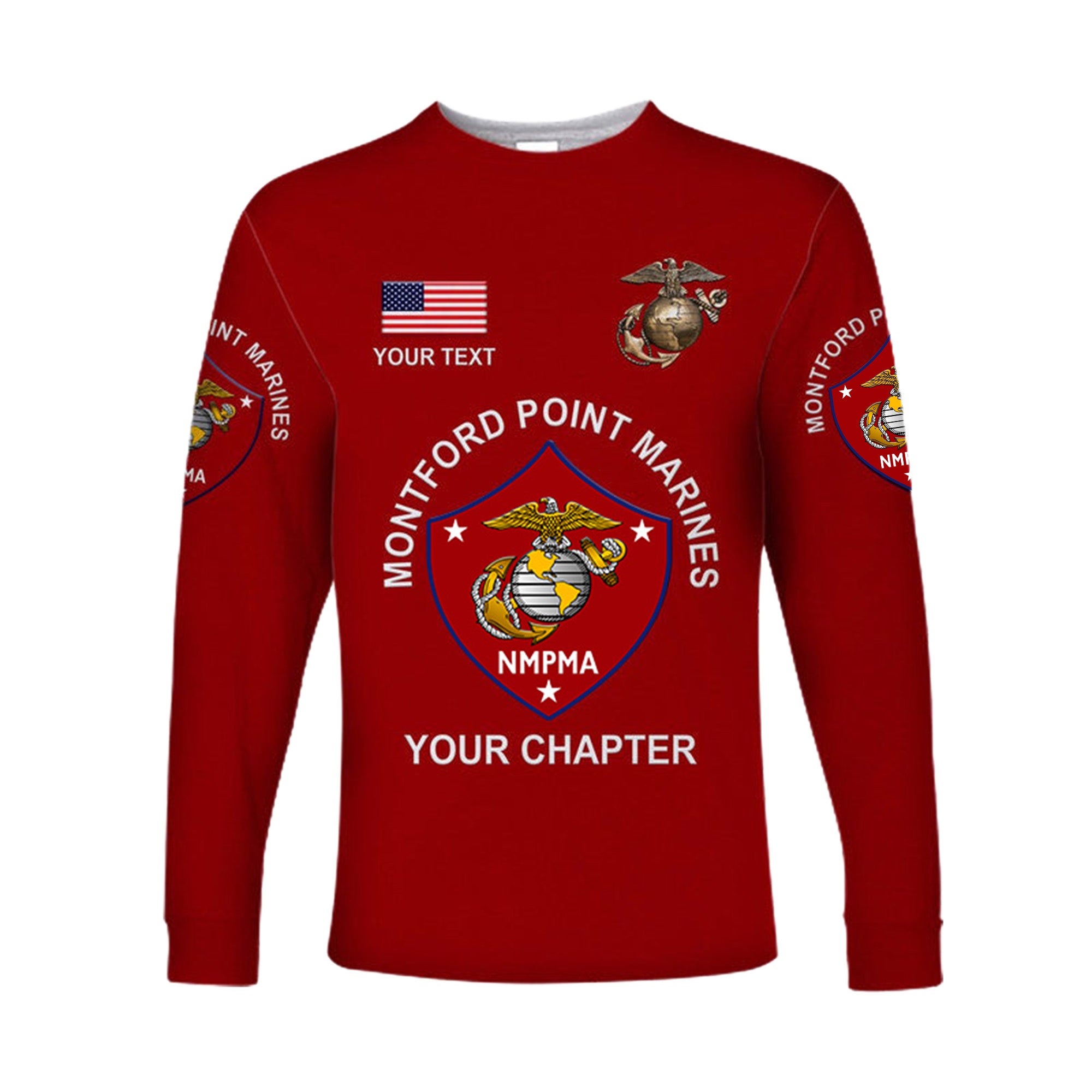 (Custom) Montford Point Marines Long Sleeve Shirt African-American Marine Corps Original - Red LT8 - Wonder Print Shop