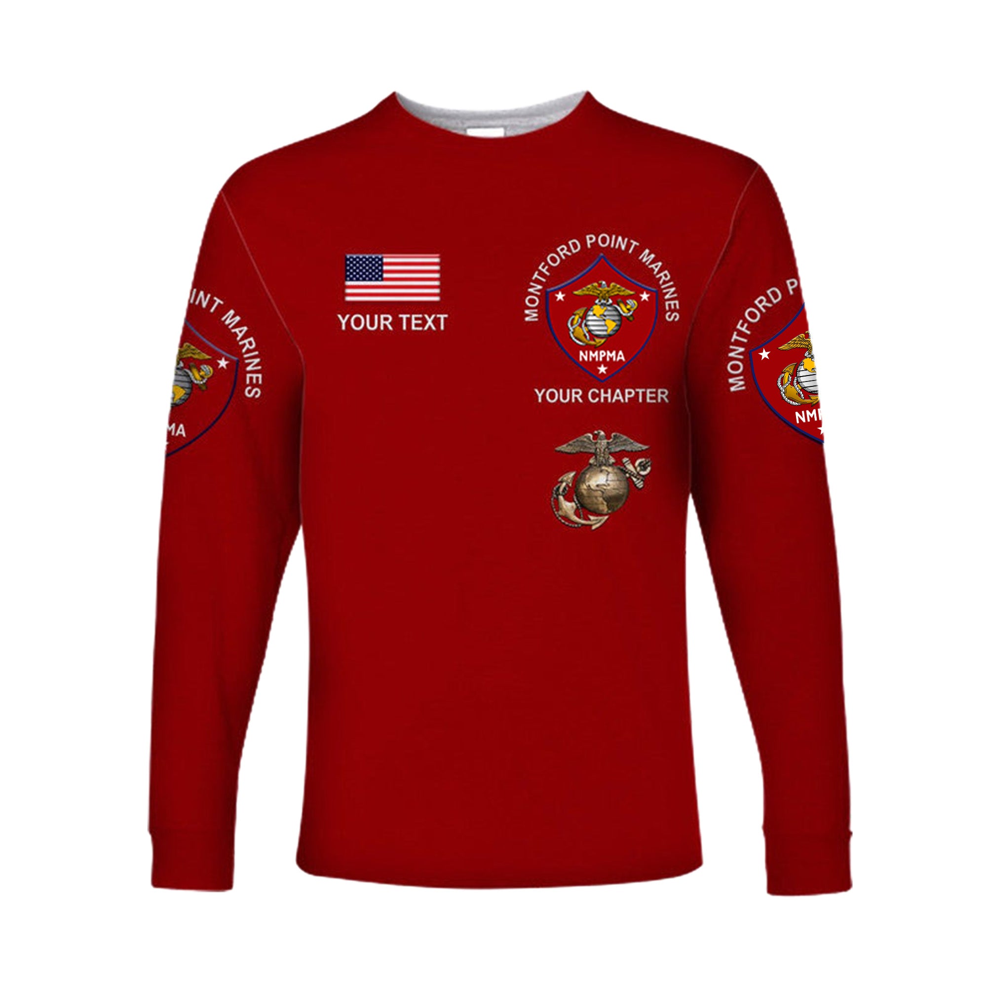 (Custom) Montford Point Marines Long Sleeve Shirt African-American Marine Corps Simple - Red LT8 - Wonder Print Shop