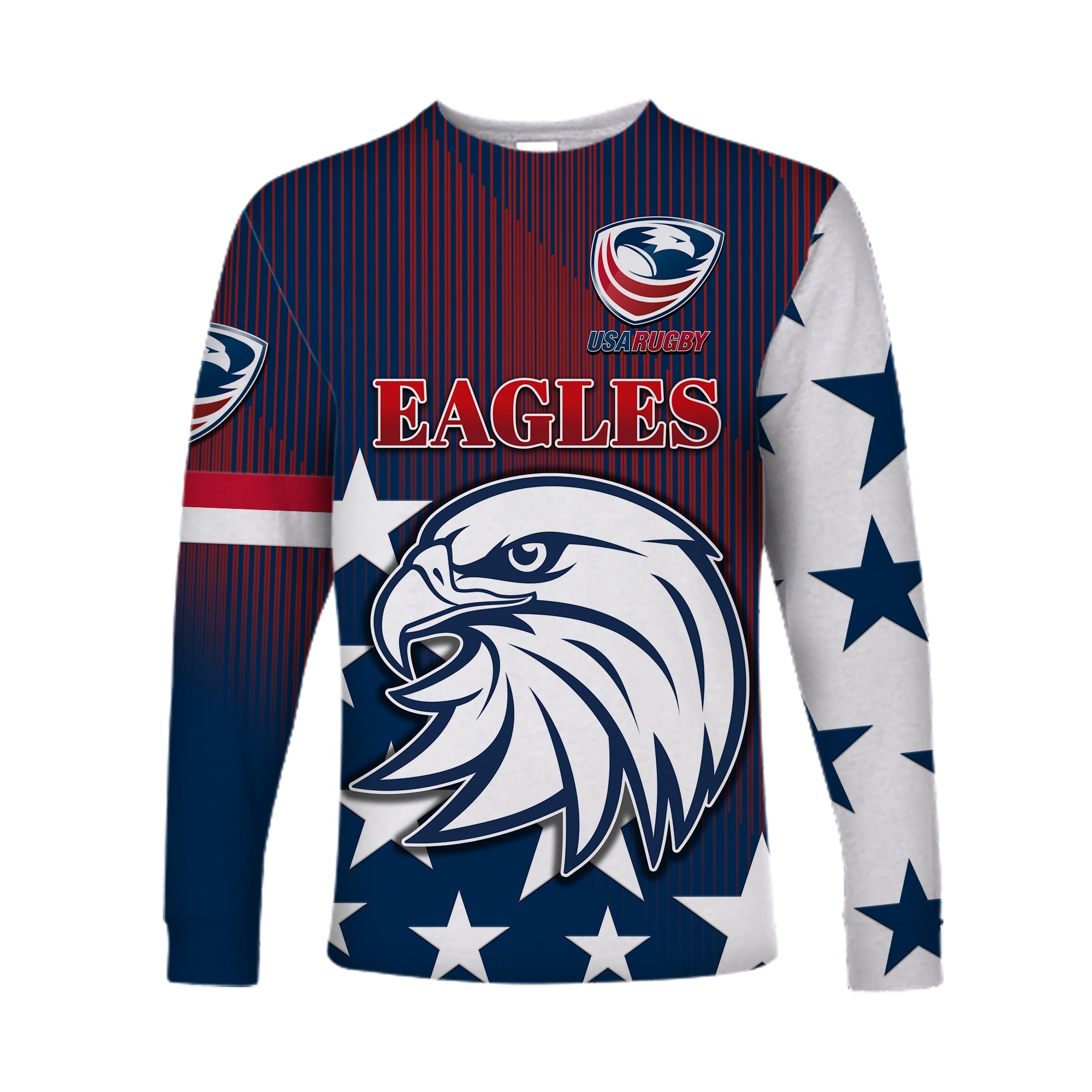 (Custom Personalised) USA Rugby Long Sleeve Shirt Original Vibes - Blue LT8 - Wonder Print Shop