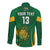 (Custom Text and Number) South Africa Cricket Long Sleeve Button Shirt Proteas Champion LT13 - Wonder Print Shop