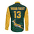 (Custom Text and Number) South Africa Rugby Long Sleeve Button Shirt Springboks King Protea Go Bokke LT13 - Wonder Print Shop