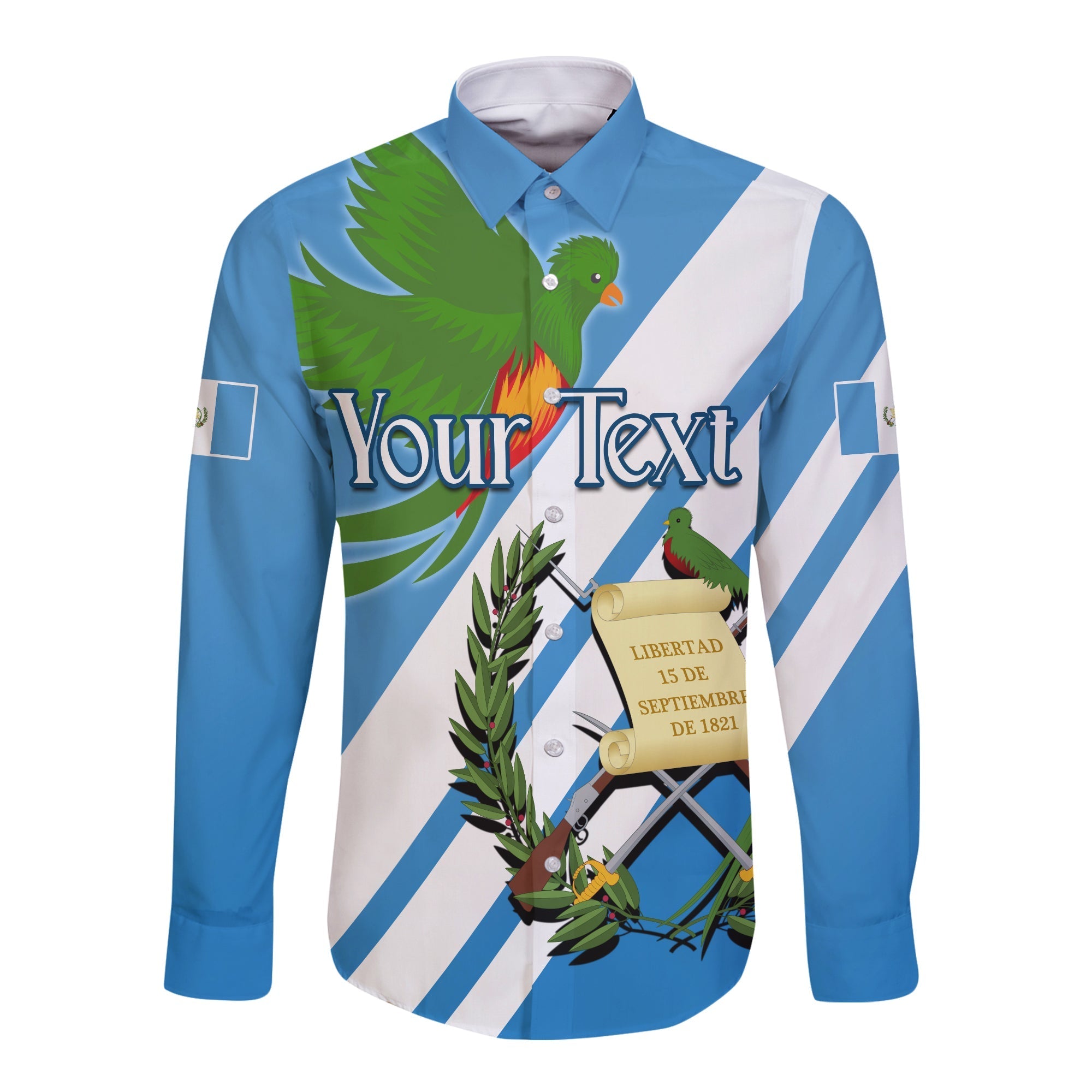 (Custom Personalised) Guatemala Long Sleeve Button Shirt Resplendent Quetzal Gorgeous LT13 - Wonder Print Shop