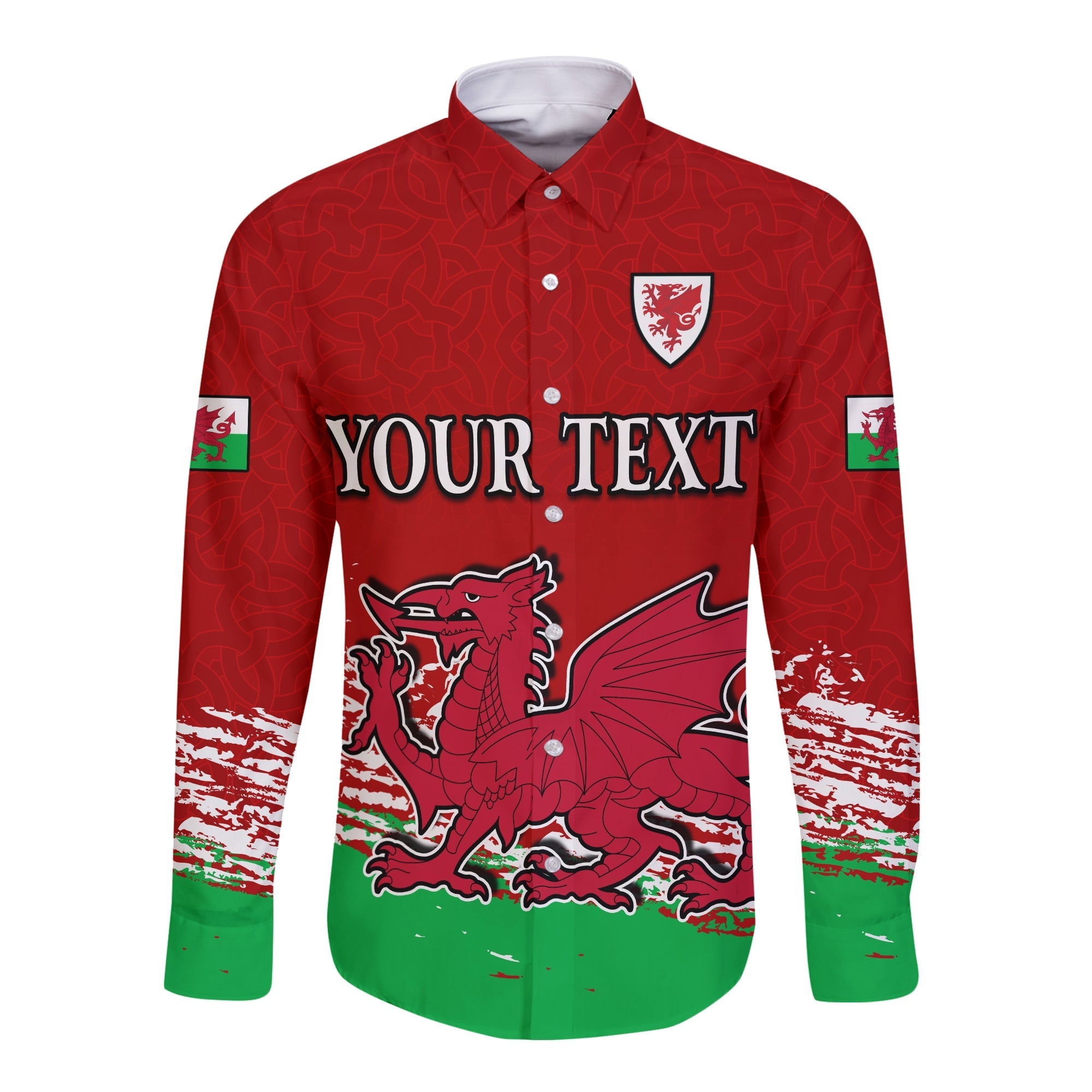 (Custom Personalised) Wales Football 2022 Long Sleeve Button Shirt Come On CYMRU The Red Wall LT13 - Wonder Print Shop