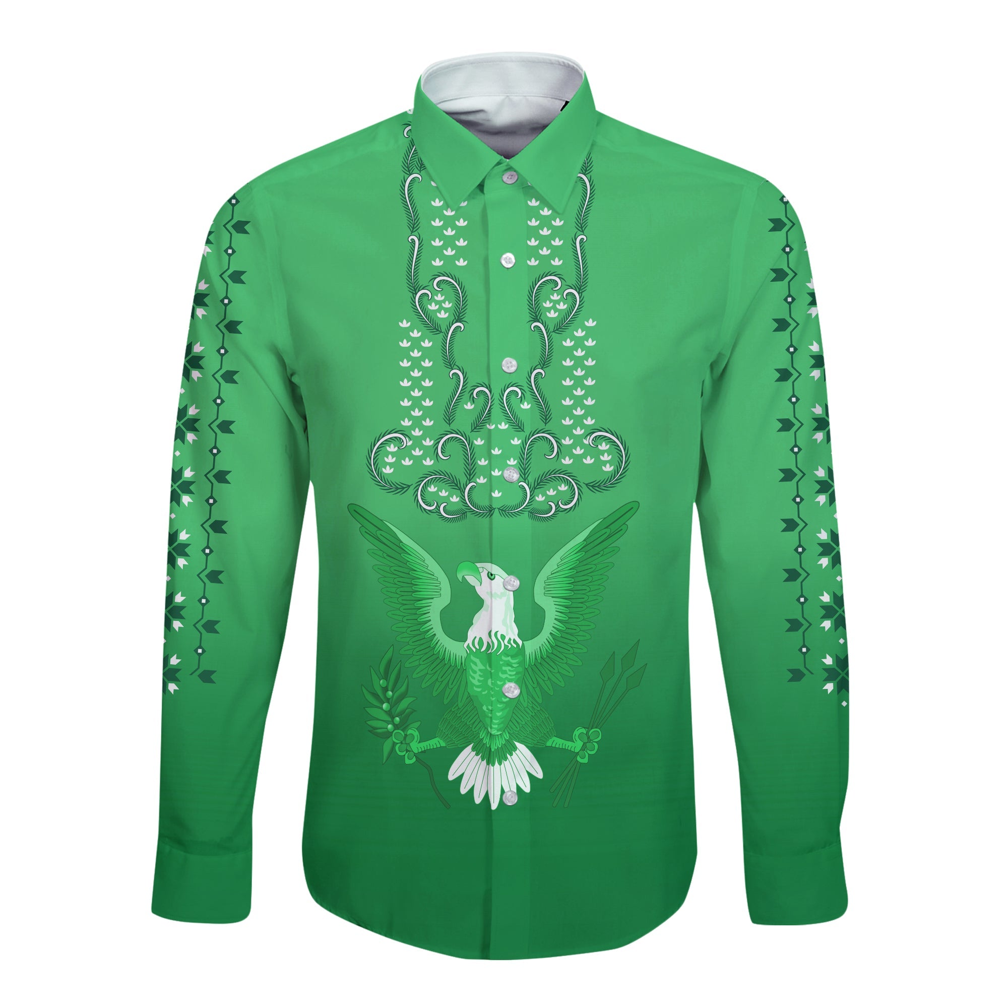 (Custom Personalised) Philippines Long Sleeve Button Shirt Sun Filipino Green Barong LT13 - Wonder Print Shop