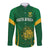 (Custom Text and Number) South Africa Cricket Long Sleeve Button Shirt Proteas Champion LT13 - Wonder Print Shop