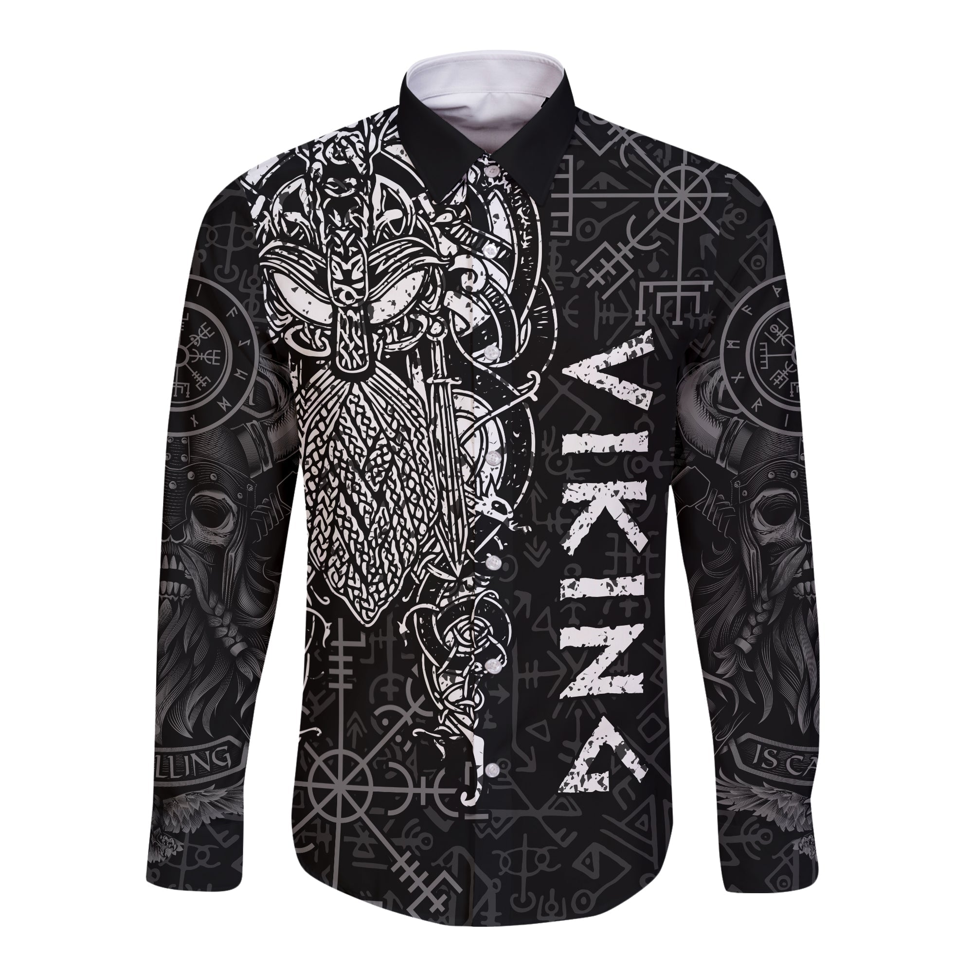 Viking Dad Long Sleeve Button Shirt Odin Runes Fathers Day LT13 - Wonder Print Shop