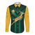 South Africa Rugby Long Sleeve Button Shirt Springboks King Protea Go Bokke LT13 - Wonder Print Shop