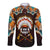 (Custom Personalised) The First Americans Long Sleeve Button Shirt Indian Headdress With Skull LT13 - Wonder Print Shop