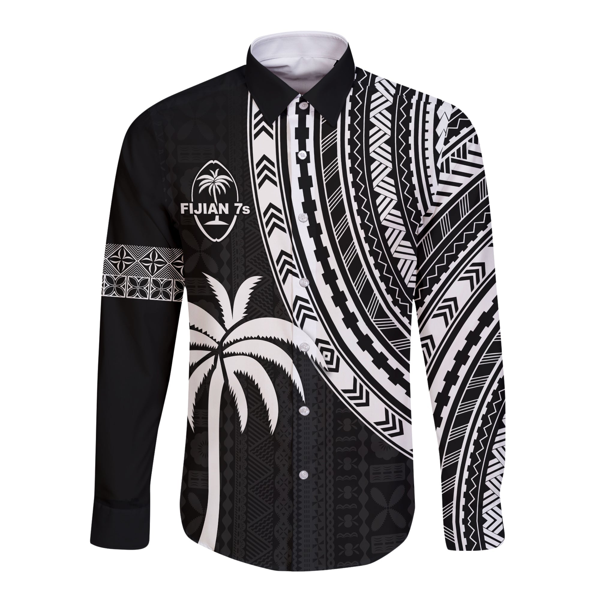 Fiji Rugby Sevens Long Sleeve Button Shirt Fijian 7s Tapa Polynesian LT13 - Wonder Print Shop