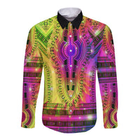 Vorderansicht Langarmhemd mit Umlegekragen, Knopfleiste, Dashiki-Tie-Dye, Multicolor