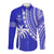 Fiji Rugby Sevens Long Sleeve Button Shirt Fijian 7s Tapa Polynesian Blue Ver.02 LT13 - Wonder Print Shop