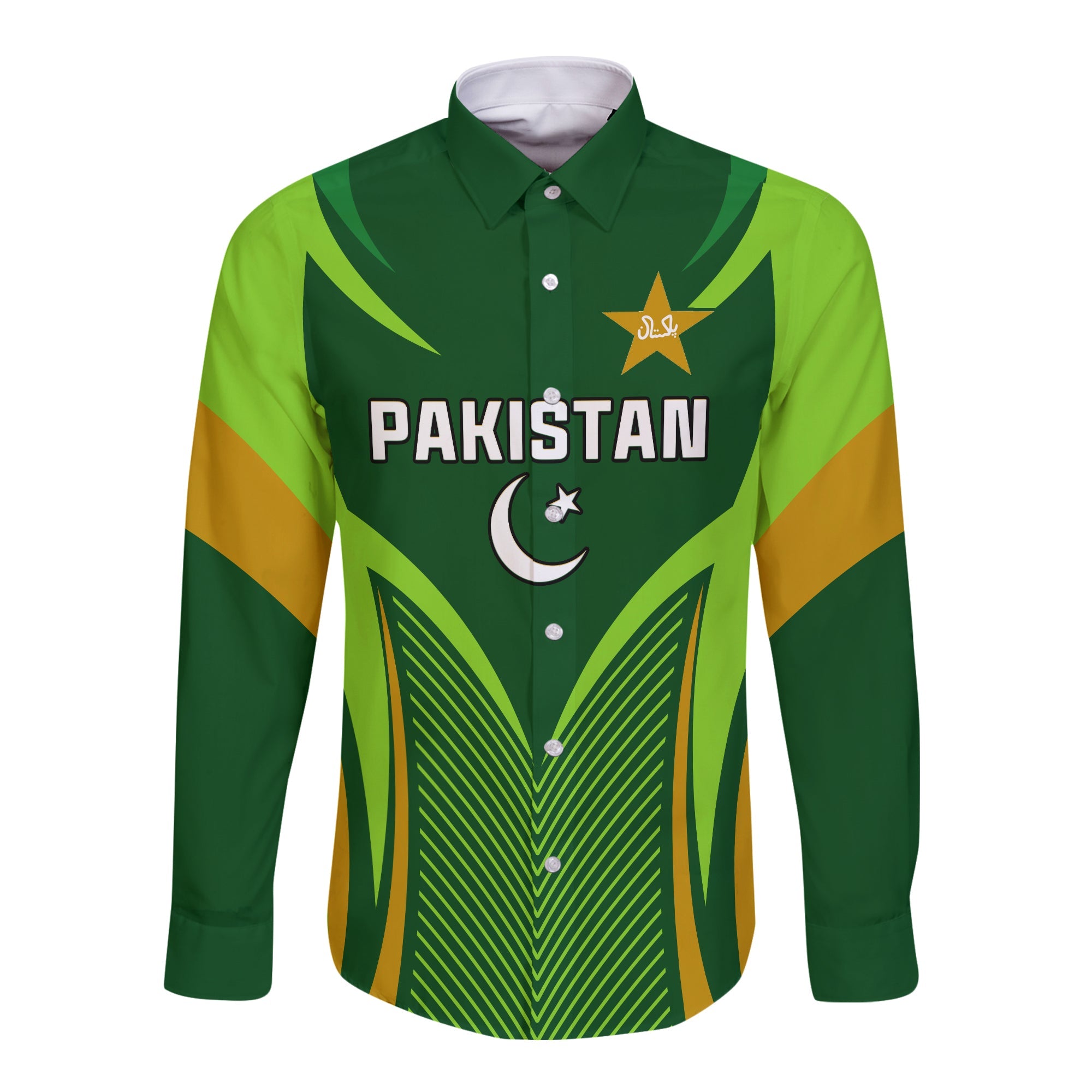 Pakistan Cricket Long Sleeve Button Shirt Green Shaheens Champion LT13 - Wonder Print Shop