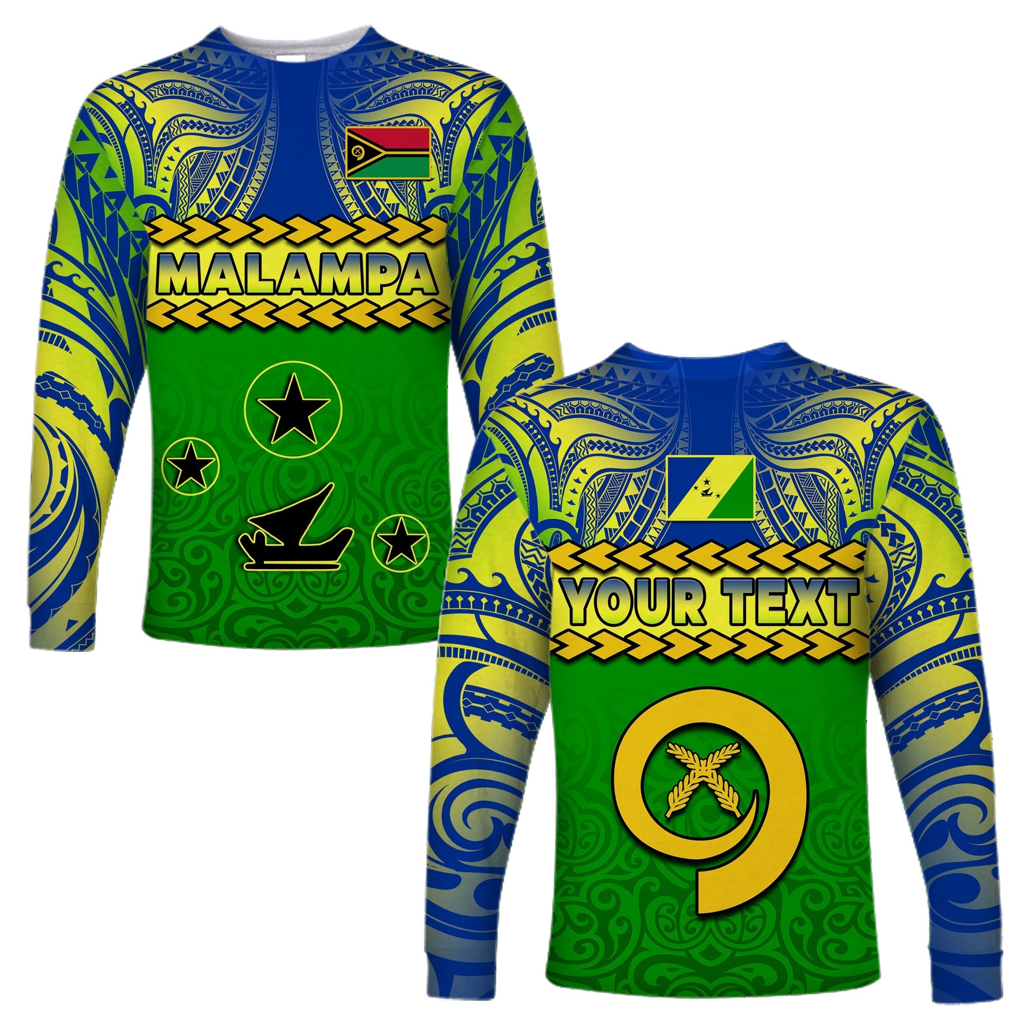 Custom Personalised Malampa Province Long Sleeve Shirt Vanuatu Pig Tusk Polynesian Flag Style - Wonder Print Shop