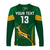 (Custom Text and Number) South Africa Rugby Long Sleeve Shirt Springboks Champion LT13 - Wonder Print Shop