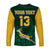 (Custom Text and Number) South Africa Rugby Long Sleeve Shirt Springboks King Protea Go Bokke LT13 - Wonder Print Shop