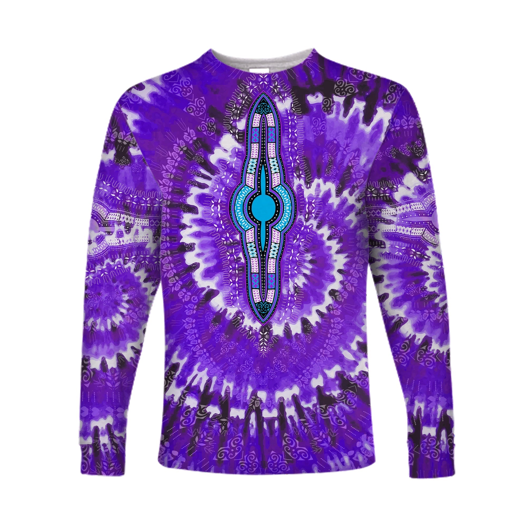 (Custom Personalised) Africa Tie Dye Long Sleeve Shirt Purple Fashion LT13 - Wonder Print Shop