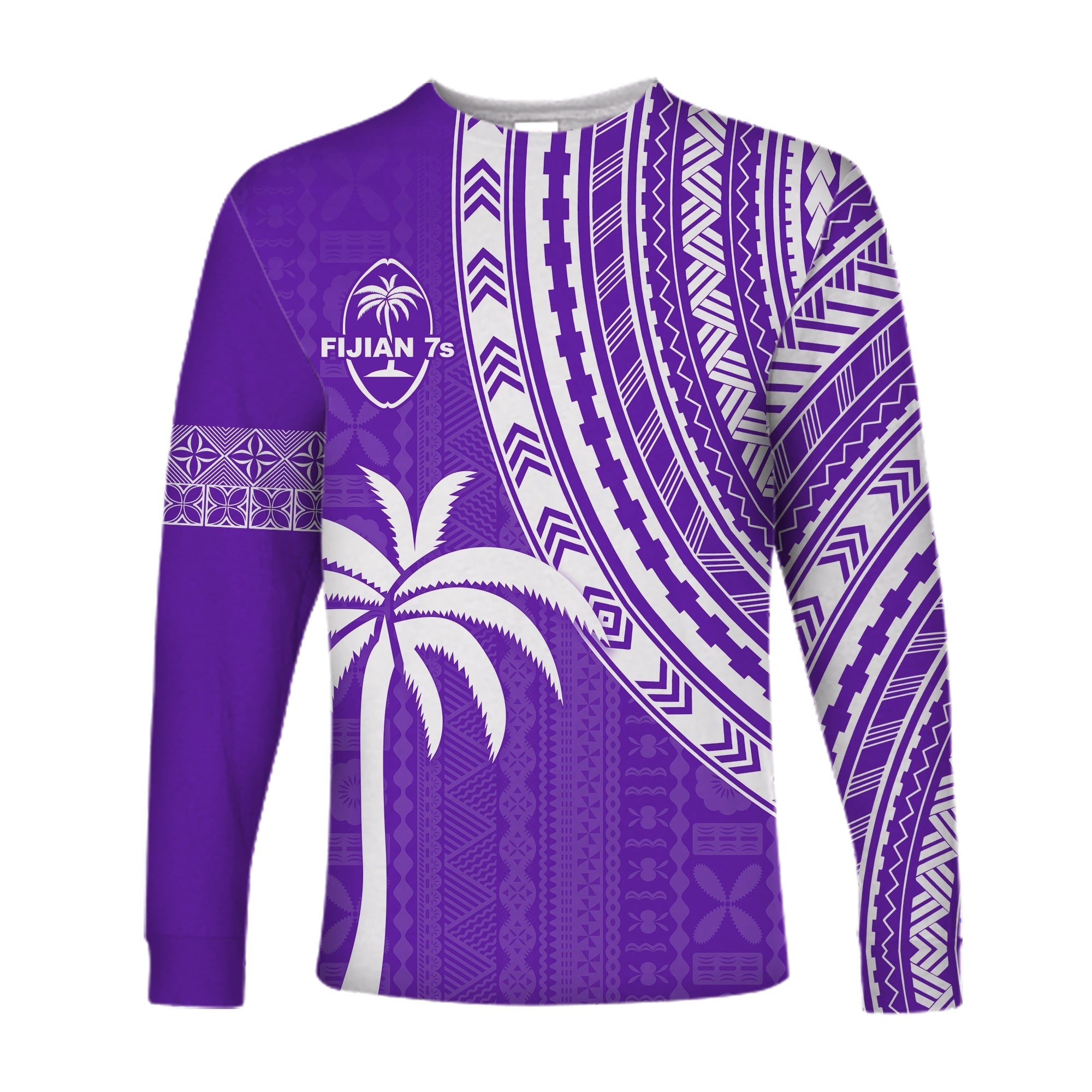 Fiji Rugby Sevens Long Sleeve Shirt Fijian 7s Tapa Polynesian Purple LT13 - Wonder Print Shop