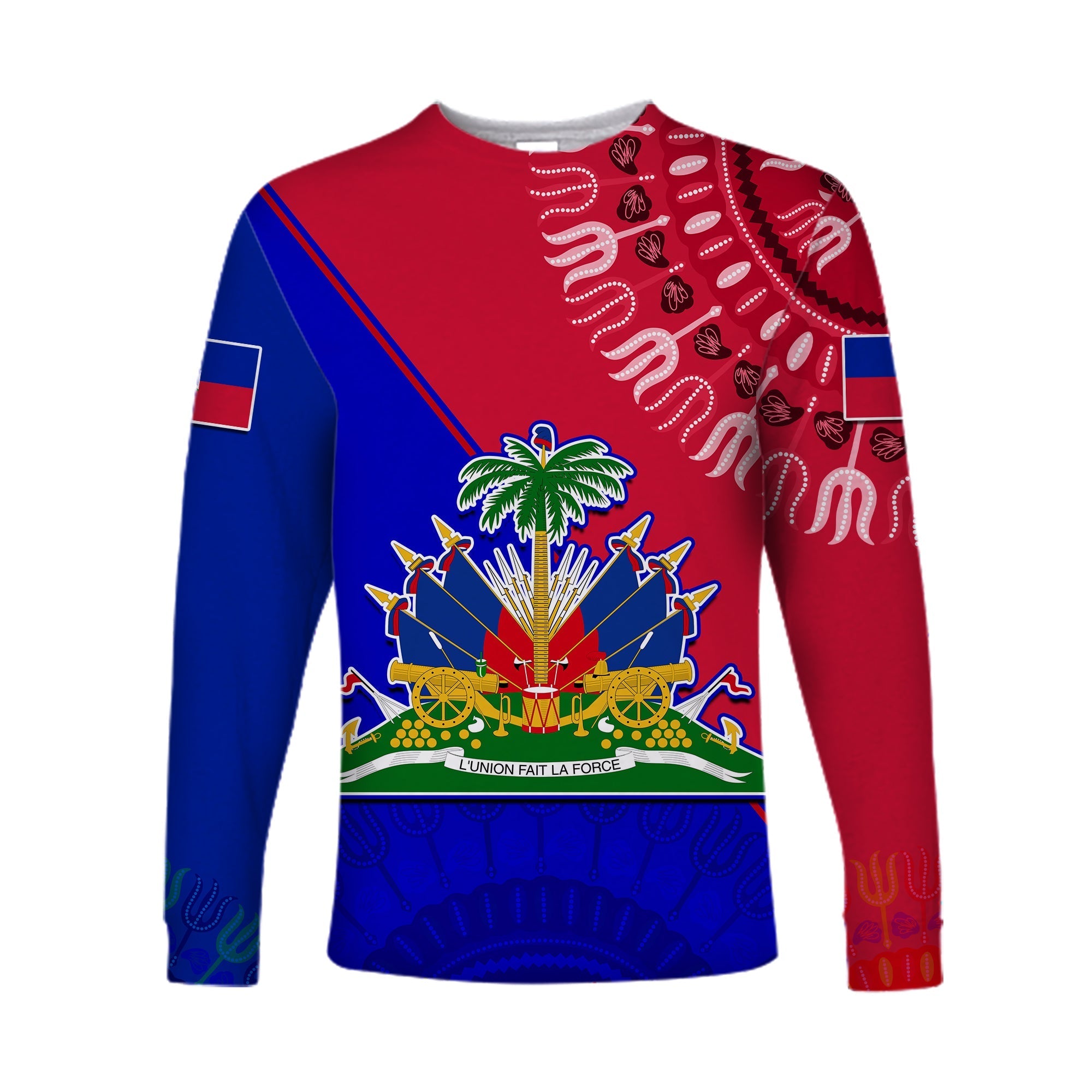 Haiti Long Sleeve Shirt Haiti Flag Dashiki Simple Style - Wonder Print Shop