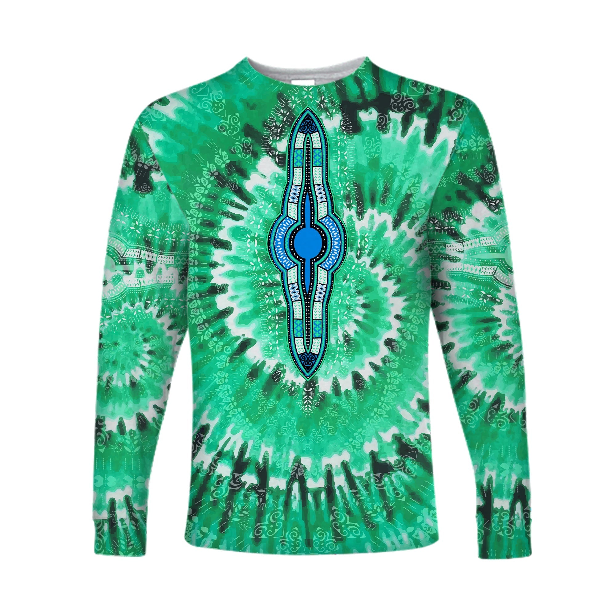 (Custom Personalised) Africa Tie Dye Long Sleeve Shirt Green Fashion LT13 - Wonder Print Shop