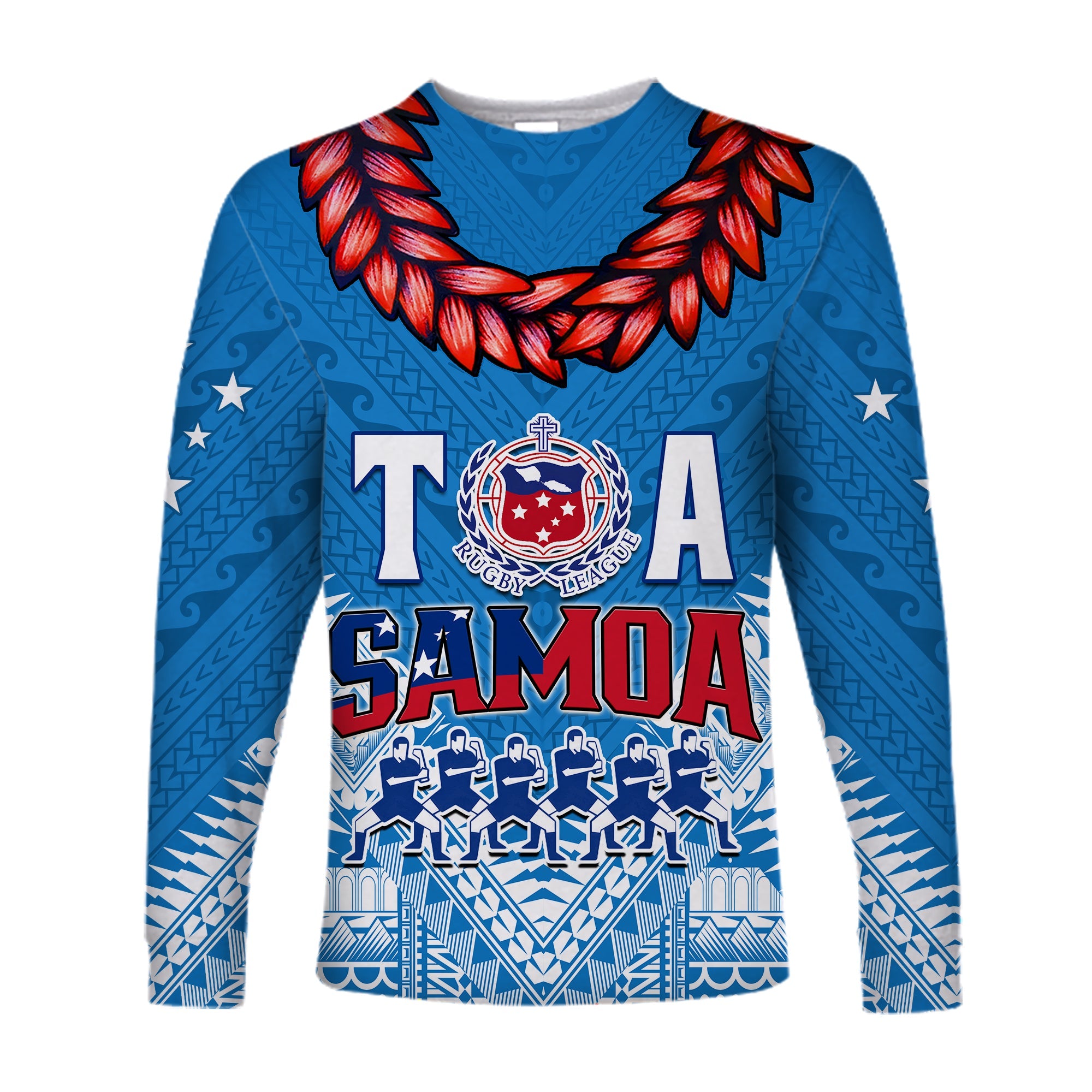 Toa Samoa Rugby Long Sleeve Shirt Manu Siva Tau Style Ulafala LT13 - Wonder Print Shop