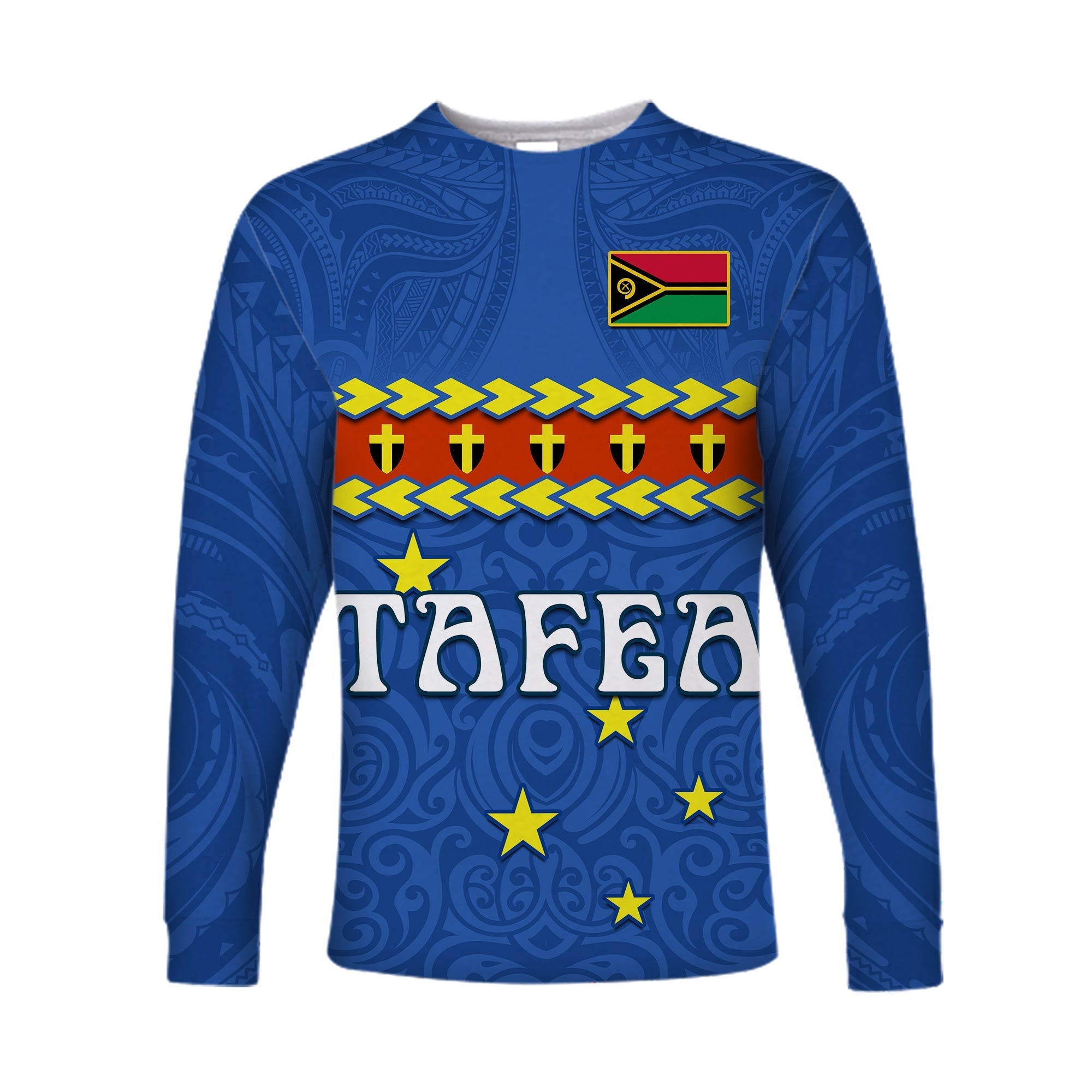 Custom Personalised Tafea Province Long Sleeve Shirt Vanuatu Pig Tusk Polynesian Flag Style - Wonder Print Shop