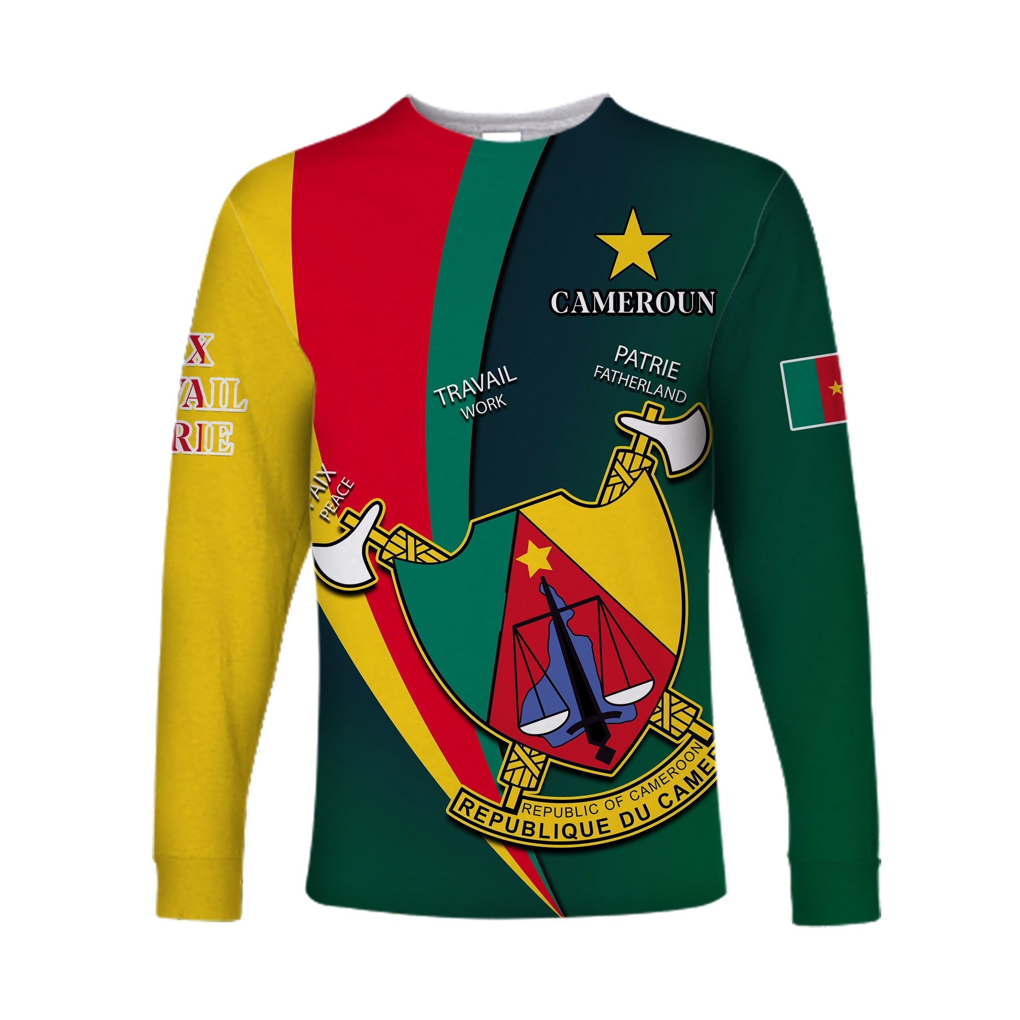 Cameroon Long Sleeve Shirt Map Cameroun Style Flag LT13 - Wonder Print Shop