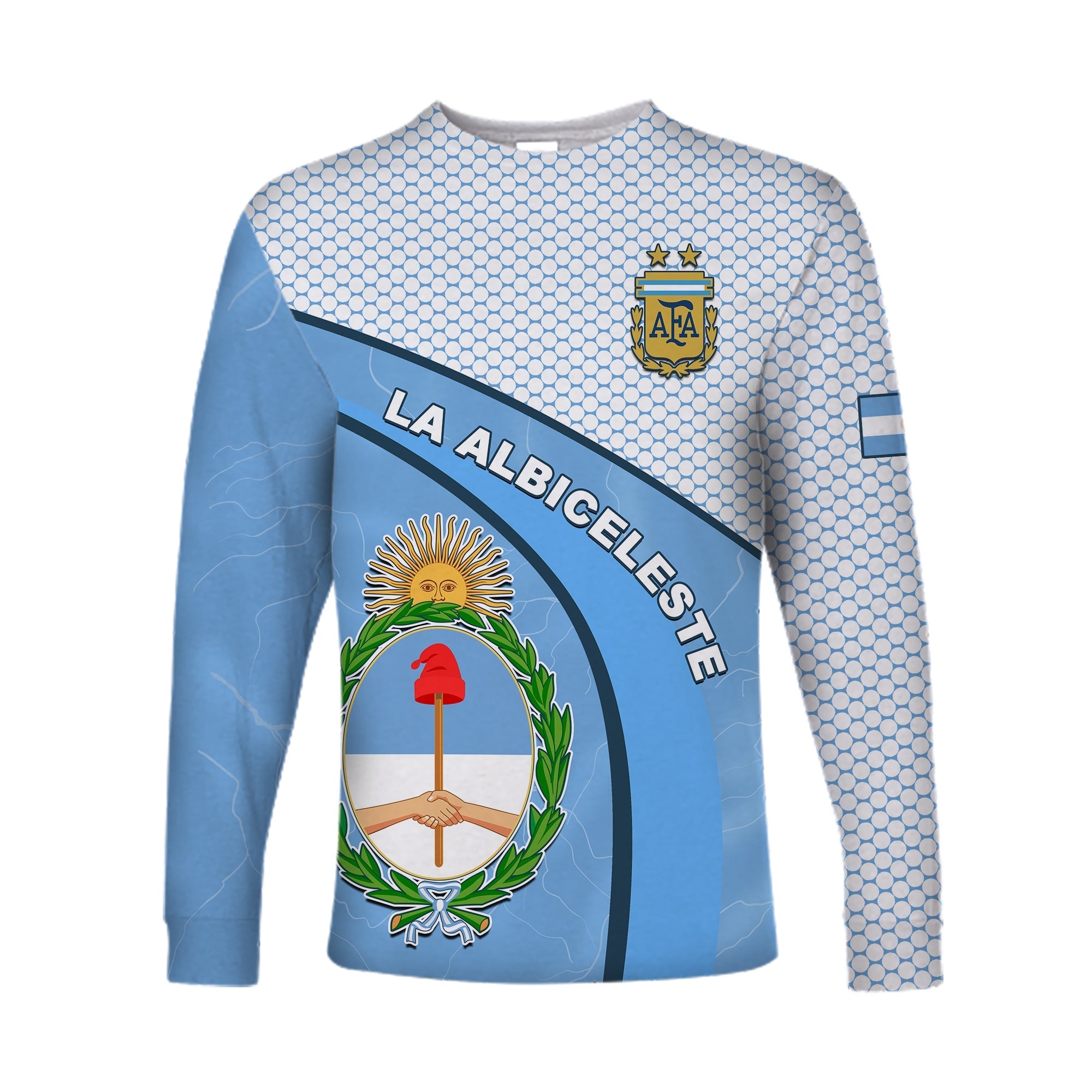 Argentina Football 2022 Long Sleeve Shirt Champions Blue Sky May Sun LT13 - Wonder Print Shop