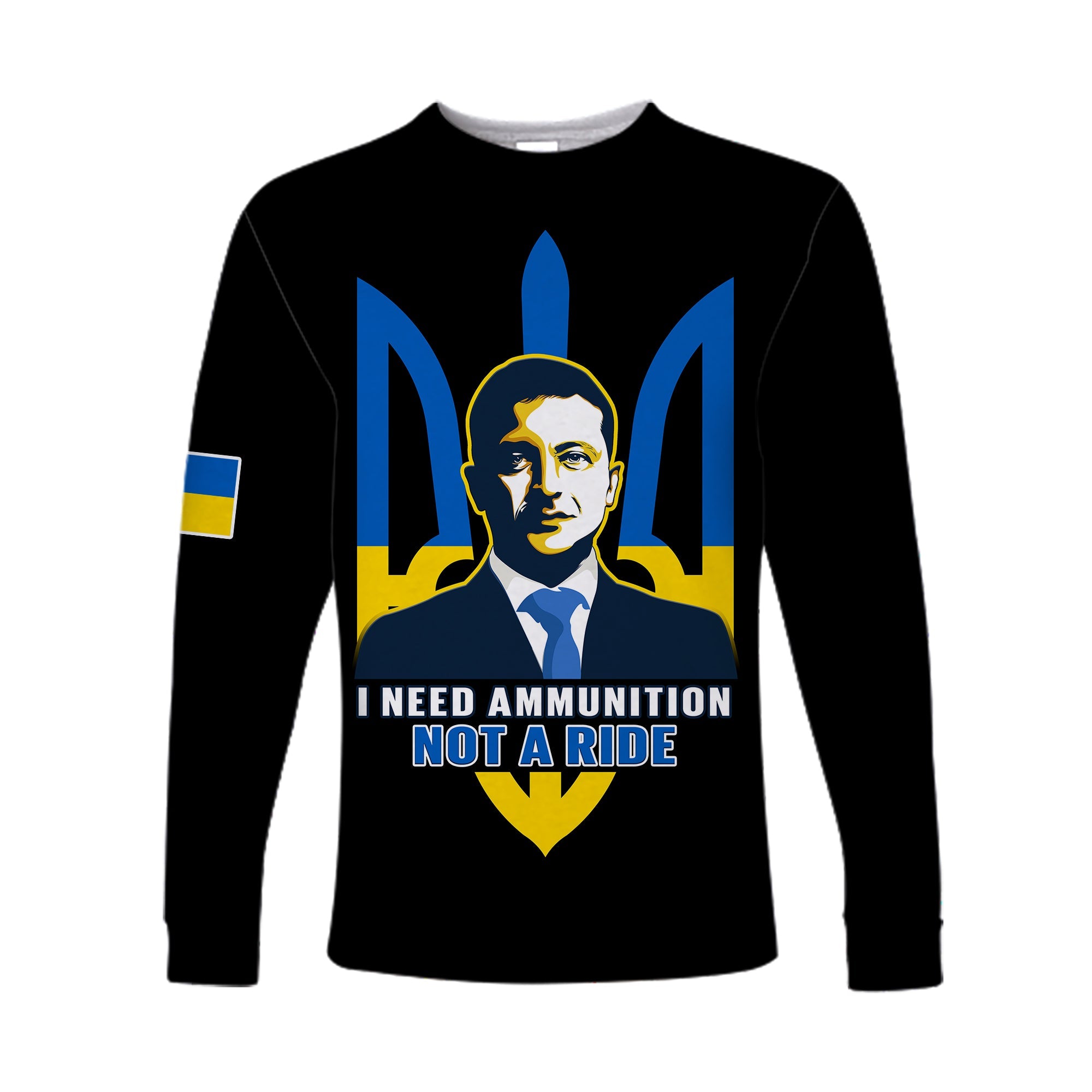 Custom Personalised Ukraine Long Sleeve Shirt Ukraine Gold Trident Slava Ukraini Black - Wonder Print Shop