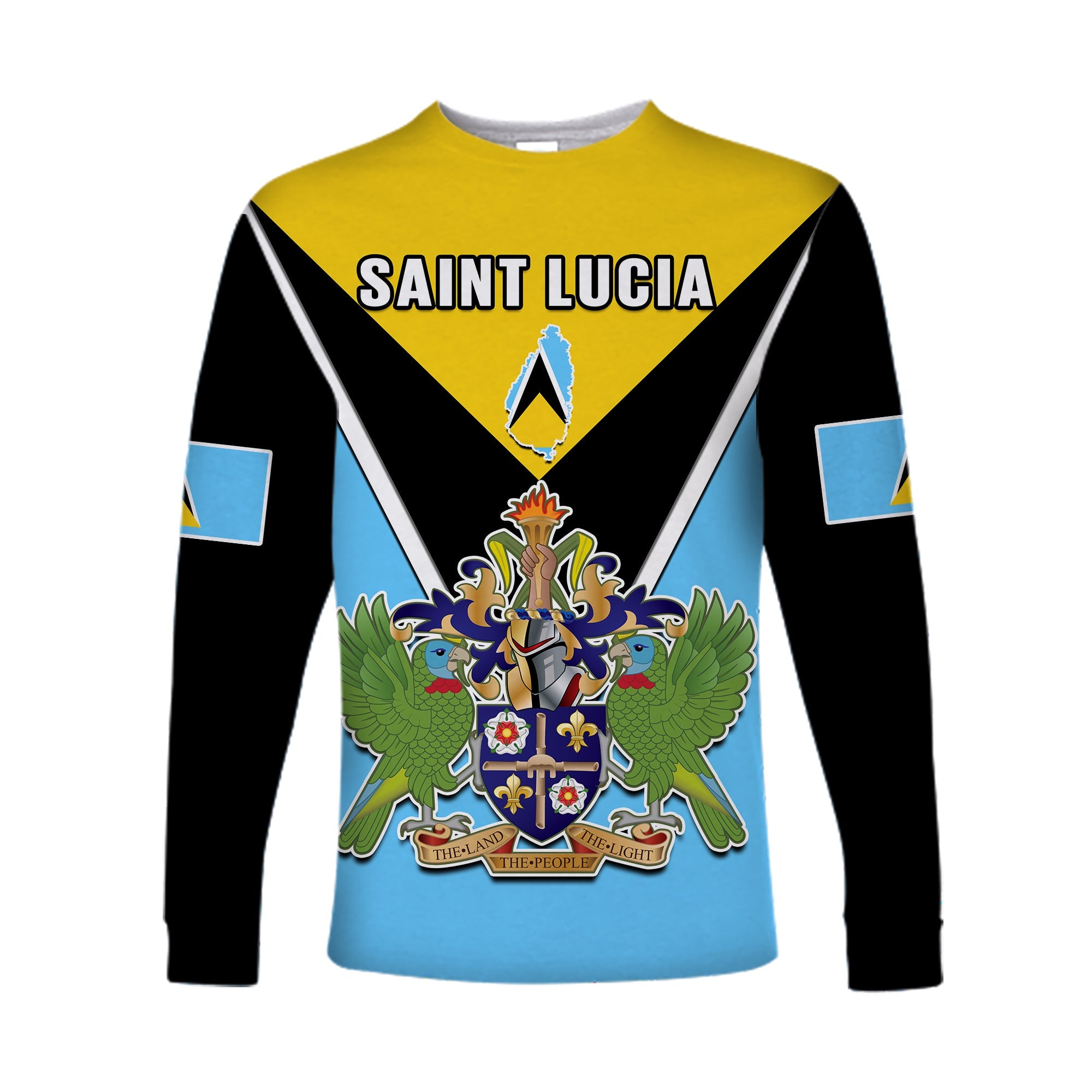 (Custom Personalised) Saint Lucia Long Sleeve Shirt Happy 44 Years Of Independence - Wonder Print Shop