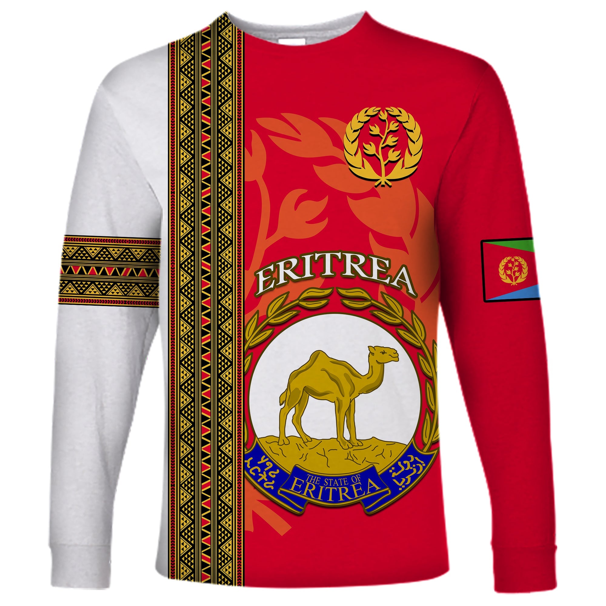 Eritrea Long Sleeve Shirt African Pattern Happy Independence Day Version White - Wonder Print Shop