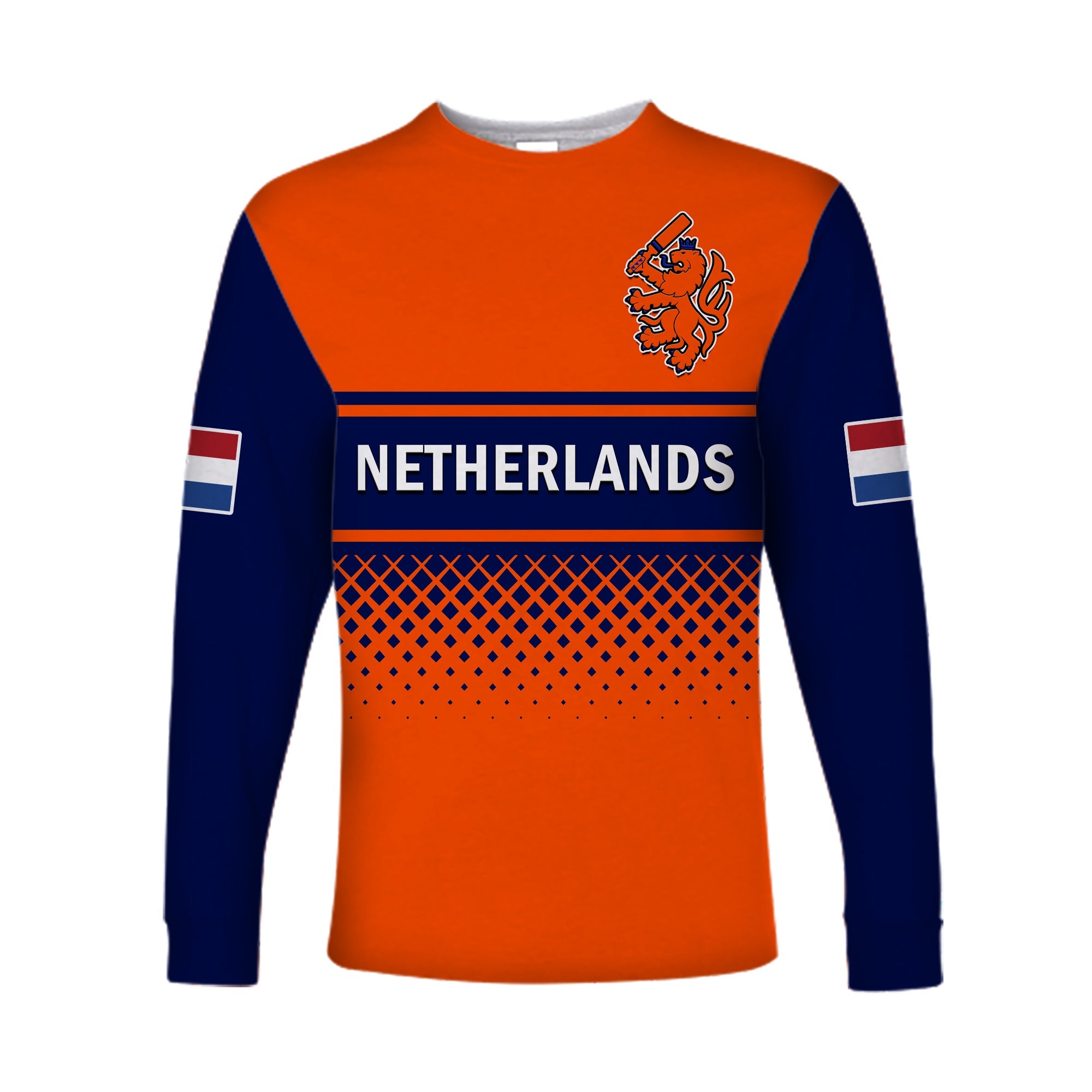 Netherlands Cricket Long Sleeve Shirt ODI Simple Orange Style - Wonder Print Shop