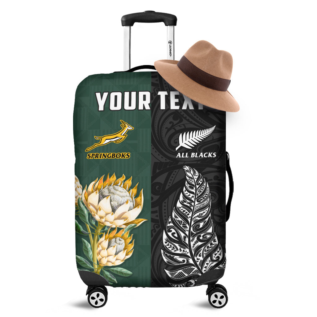 Custom Personalised South Africa Protea and New Zealand Fern Luggage Covers Rugby Go Springboks vs All Black LT13 - Wonder Print Shop