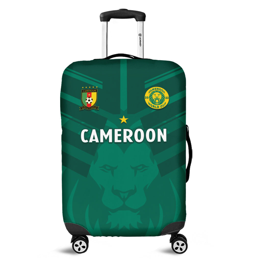 Cameroon Football Luggage Cover Les Lions Indomptables Green World Cup 2022 - Wonder Print Shop