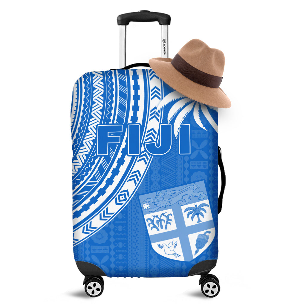 Fiji Rugby Sevens Luggage Covers Fijian 7s Tapa Polynesian Blue Ver.01 LT13 - Wonder Print Shop