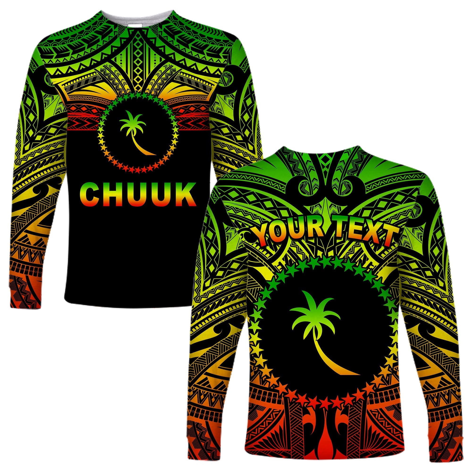 (Custom Personalised) Chuuk Flag Long Sleeve Shirt Micronesia Style Reggae LT13 - Wonder Print Shop