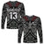 Custom Text and Number New Zealand Silver Fern Rugby Long Sleeve Shirt All Black NZ Maori Pattern LT13 - Wonder Print Shop