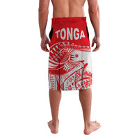 Youthful lavalava skirt, red-and-white with large “TONGA” text across front