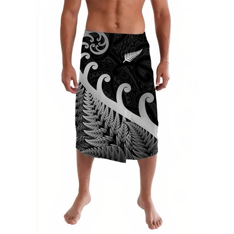 New Zealand Rugby Maori Lavalava Silver Fern Koru Vibes - Black LT8 - Wonder Print Shop